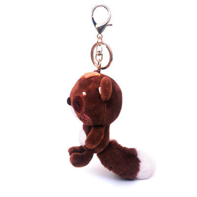 Jouets à chaînes principaux mous faits sur commande Mini Stuffed Animal Keychain de peluche d'ours orange mignon