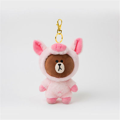 Jouets à chaînes principaux mous faits sur commande Mini Stuffed Animal Keychain de peluche d'ours orange mignon