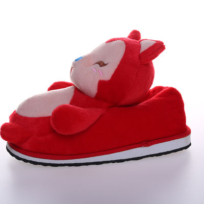 décor mou de maison de peluche de pantoufles de bande dessinée de peluche rouge-rose de Fox de 30cm
