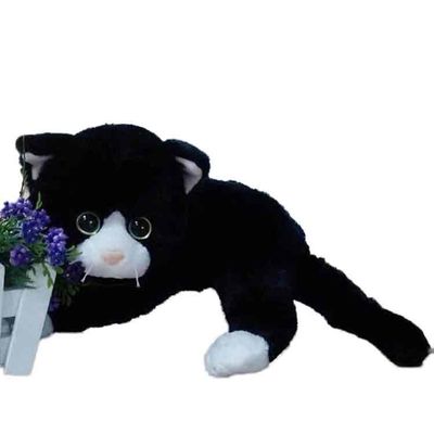 Jouets 100% animaux de peluche Cat Stuffed Animal de polyester noir et blanc de 40CM