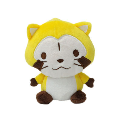 civette jaune Cat Stuffed Animal de jouets animaux faits sur commande de peluche de broderie de 25cm