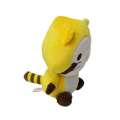 civette jaune Cat Stuffed Animal de jouets animaux faits sur commande de peluche de broderie de 25cm