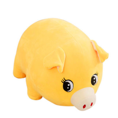le porc jaune rose de polyester de 30cm a bourré oreiller de sommeil d'animal familier de jouets de peluche le grand