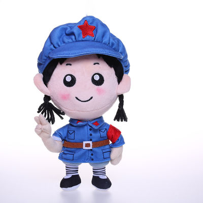 jouets courts uniformes militaires bleu-clair de peluche de poupée de fille de peluche de 25cm