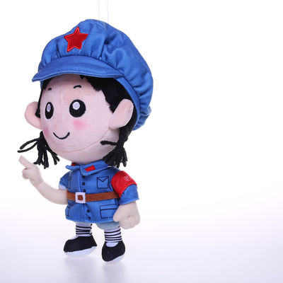 jouets courts uniformes militaires bleu-clair de peluche de poupée de fille de peluche de 25cm