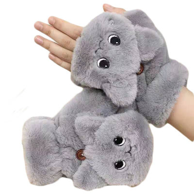 Les étudiants écrivent dans le beau demi doigt Flip Housework Plush Glove d'hiver