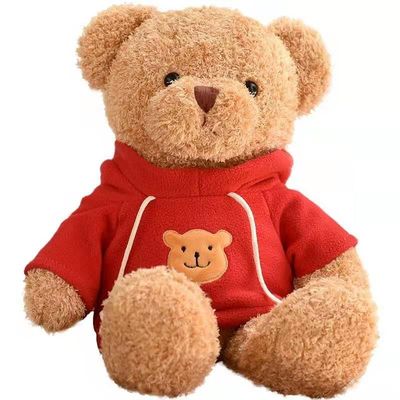 oreiller mignon rouge de sommeil de Teddy Bear Plush Toys Girl de Hoodie de 30cm petit