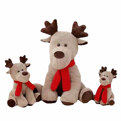 Le coton de pp a rempli jouet rouge de peluche de renne de Noël d'écharpe de 25cm