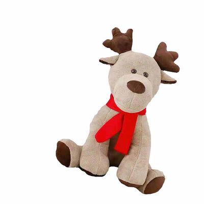Le coton de pp a rempli jouet rouge de peluche de renne de Noël d'écharpe de 25cm