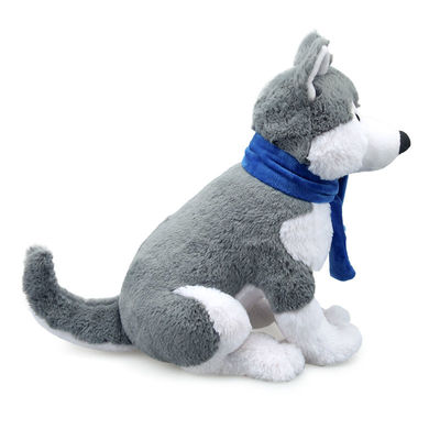 Simulation courte Husky Stuffed Toy With Scarf ISO9001 de peluche