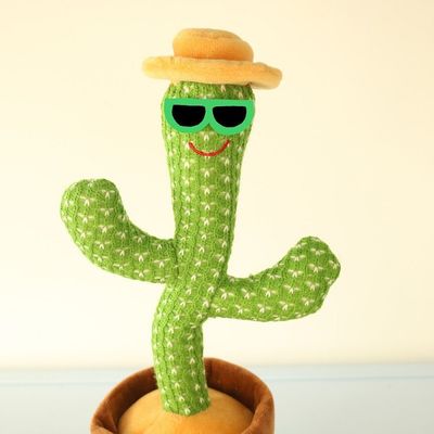 Danse lumineuse et jouet électrique parlant de peluche de cactus