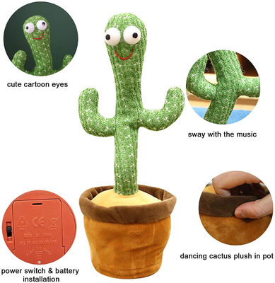 Danse lumineuse et jouet électrique parlant de peluche de cactus