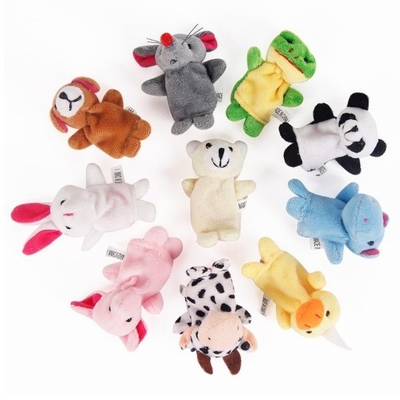 Marionnettes animales de doigt de bande dessinée standard de peluche d'EN71 ASTM