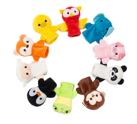 Marionnettes animales de doigt de bande dessinée standard de peluche d'EN71 ASTM