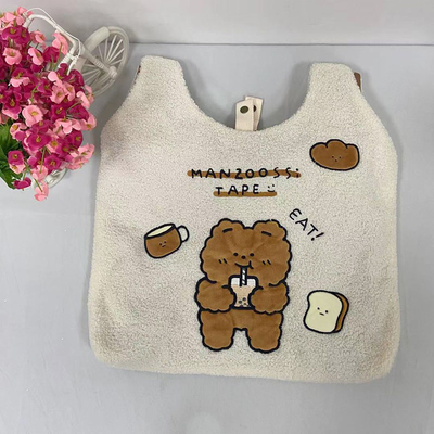 Sac d'épaule mignon de toile d'ours simple de peluche de mode 42cm grande capacité