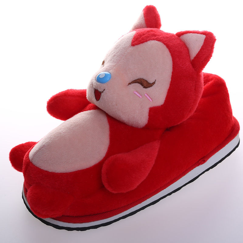 décor mou de maison de peluche de pantoufles de bande dessinée de peluche rouge-rose de Fox de 30cm