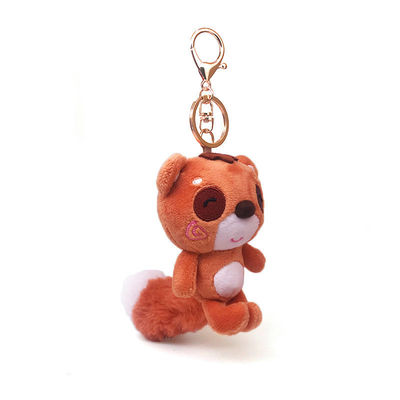 Jouets à chaînes principaux mous faits sur commande Mini Stuffed Animal Keychain de peluche d'ours orange mignon