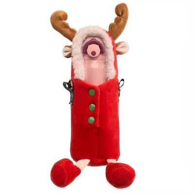 La tasse de peluche de thermos de cerfs communs de Noël couvrent la couverture lancée mignonne de peluche de tasse de l'eau