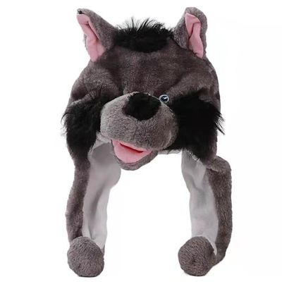 Appui verticaux de coiffe de représentation de jardin d'enfants de Gray Wolf Cartoon Animal Plush Hat