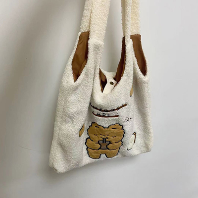 Sac d'épaule mignon de toile d'ours simple de peluche de mode 42cm grande capacité